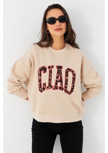 Kadın Vanilya Baskılı Sweatshirt MPP6429 indirimleri