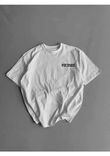 Baskılı Oversize Bisiklet Yaka T-Shirt - Beyaz fiyatları