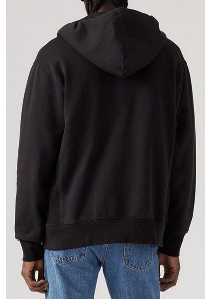 Kapüşon Yaka Siyah Erkek Relaxed Sweatshirt Fermuarlı Hırka - A9265-0000 modelleri