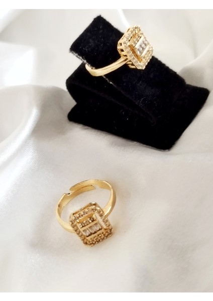 Ladybirdbujiteri Zirkon Taşlı Ayarlanabilir Baget Çelik Yüzük