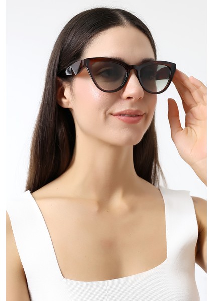 Kadın Cat Eyes Kahverengi UV400 Koruma Güneş Gözlüğü 23028 C3