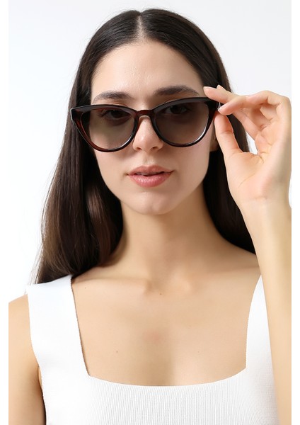 Kadın Cat Eyes Kahverengi UV400 Koruma Güneş Gözlüğü 23028 C3 modelleri