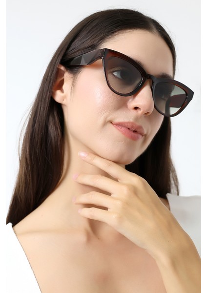 Kadın Cat Eyes Kahverengi UV400 Koruma Güneş Gözlüğü 23028 C3 indirimleri