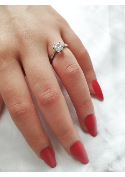 Ladybirdbujiteri Zirkon Taşlı Lotus Model Ayarlanabilir Çelik Tektaş Yüzük