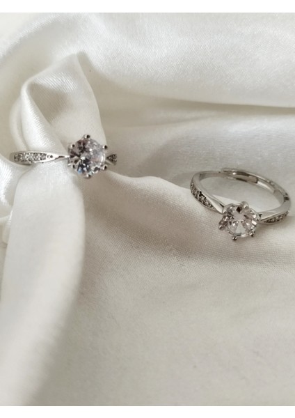 Ladybirdbujiteri Zirkon Taşlı Lotus Model Ayarlanabilir Çelik Tektaş Yüzük modelleri