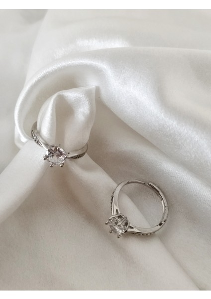 Ladybirdbujiteri Zirkon Taşlı Lotus Model Ayarlanabilir Çelik Tektaş Yüzük fırsatları