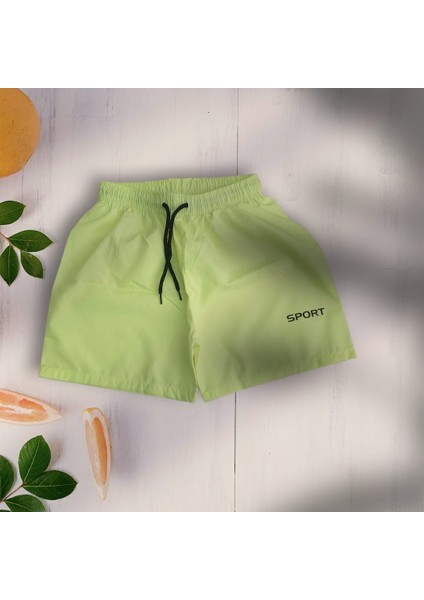 Neon Yeşili Cocuk Deniz Havuz Şordu 2-3 Yaş modelleri
