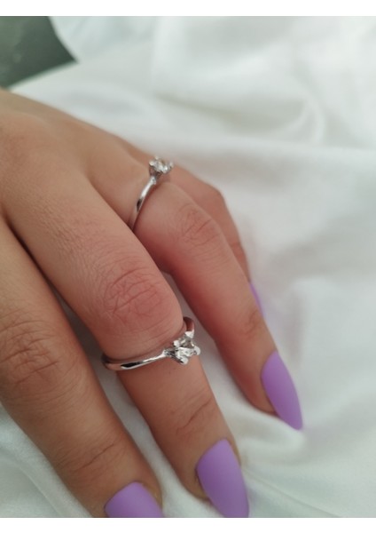 Ladybirdbujiteri V Kesim Tektaş Çelik Yüzük Küçük Boy indirimleri