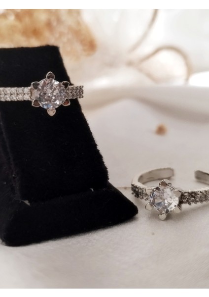 Ladybirdbujiteri Yanları Taşlı Ayarlanabilir Model Çiçek Figur Zirkon Taşlı Tektaş Çelik Yüzük fırsatları