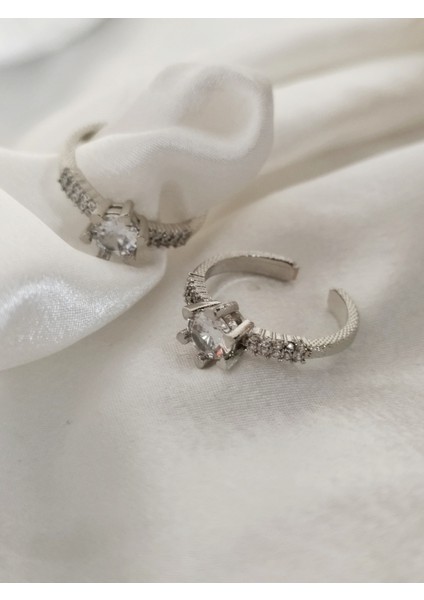 Ladybirdbujiteri Yanları Taşlı Ayarlanabilir Model Çiçek Figur Zirkon Taşlı Tektaş Çelik Yüzük indirimleri