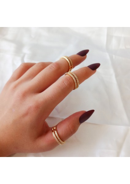 Ladybirdbujiteri Çift Sıra Zirkon Taşlı Ayarlanabilir Çelik Yüzük fırsatları