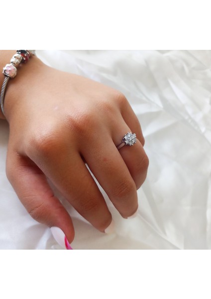 Ladybirdbujiteri Zirkon Taşlı Çiçek Model Ayarlanabilir Çelik Yüzük fiyatları