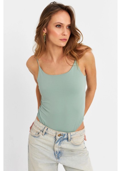 Kadın Mint Çıtçıtlı Body ZH129 fırsatları