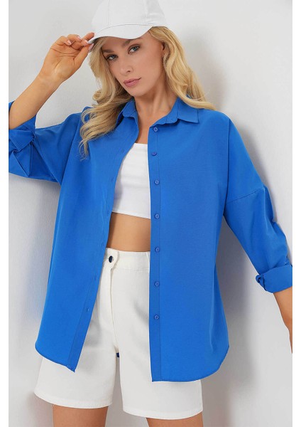 Oversize Uzun Basic Kadın Gömlek 3900