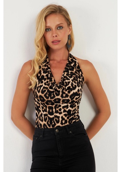 Kadın Camel-Siyah Sırtı Açık Çıtçıtlı Body LPP1295 fırsatları