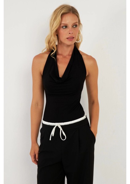 Kadın Siyah Sırtı Açık Çıtçıtlı Body LPP1295 modelleri