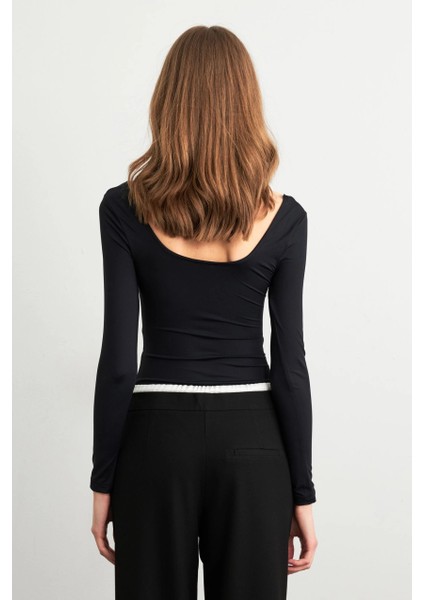 Kadın Siyah Kayık Yaka Basic Body CY352 fırsatları