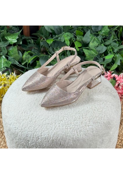 Parlak Dokulu Topuklu Babet M1078