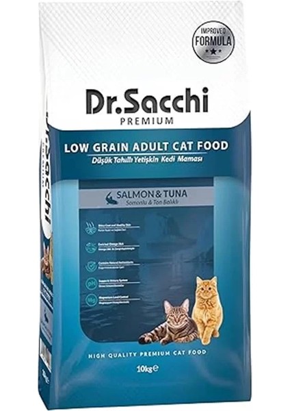 Dr.sacchi Düşük Tahıllı Somonlu ve Ton Balıklı Yetişkin Maması 10KG fiyatları