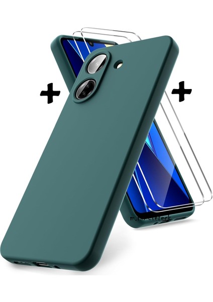 Xiaomi Redmi A5 Kılıf Kamera Korumalı Renkli Yumuşak Mat Silikon + 9h Ekran Koruyucu Cam Set 2in1
