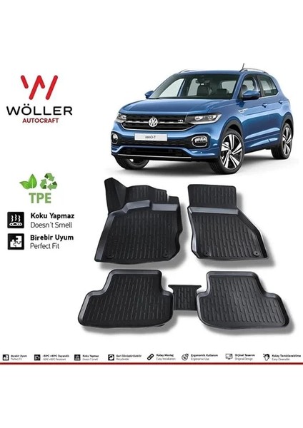 Vw T Cross Paspas 2022 Sonrası Uyumlu 3D Havuzlu Paspas fiyatları