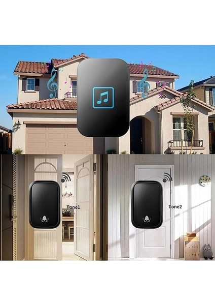 2 Buton 1 Alıcı Pil Gerektirmeyen Kablosuz LED Kapı Zili (PİLSİZ)