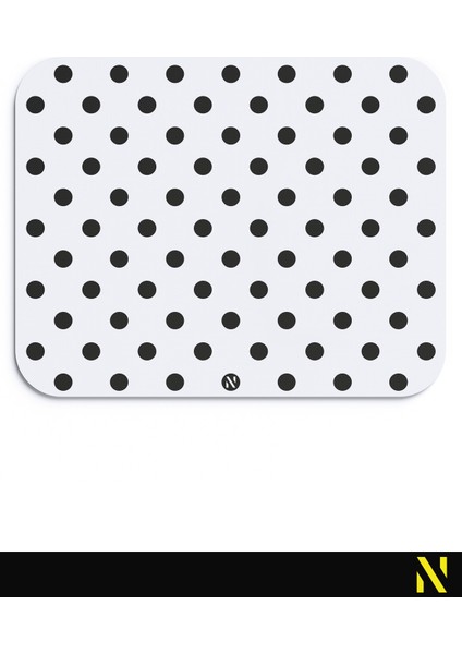 Beyaz Siyah Puantiye Desenli Ergonomik Mouse Pad - 23 cm x 19 cm - Kaydırmaz Taban Ev ve Ofis Kullanımı Için Ideal Fare Altlığı Mousepad