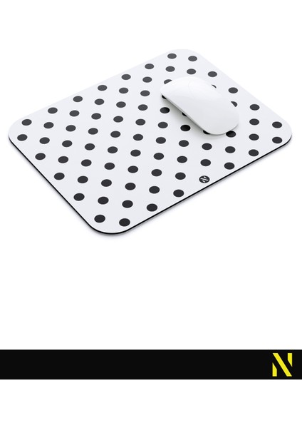 Beyaz Siyah Puantiye Desenli Ergonomik Mouse Pad - 23 cm x 19 cm - Kaydırmaz Taban Ev ve Ofis Kullanımı Için Ideal Fare Altlığı Mousepad modelleri