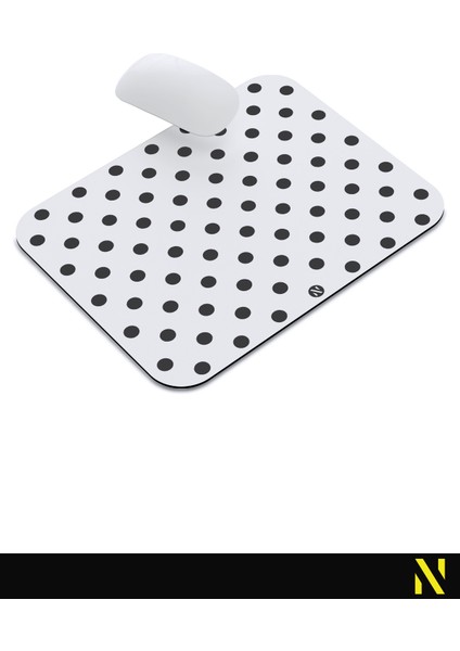 Beyaz Siyah Puantiye Desenli Ergonomik Mouse Pad - 23 cm x 19 cm - Kaydırmaz Taban Ev ve Ofis Kullanımı Için Ideal Fare Altlığı Mousepad indirimleri