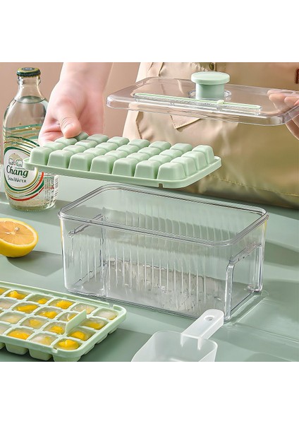 Kapaklı ve Hazneli Buz Kalıbı, 28 Adet, Kolay Çıkarılabilen Buz Kalıbı, Tek Düğmeyle Buz Küpleri, Buzluk Için Buz Küpü Kaseleri, Buz Dondurucu Kabı, Kapaklı ve Buz Küreğiyle fırsatları