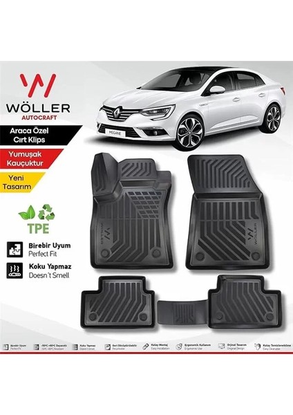 Renault Megane 4 Paspas Sedan 2016 2025 Arası Uyumlu 3D Havuzlu Paspas fiyatları