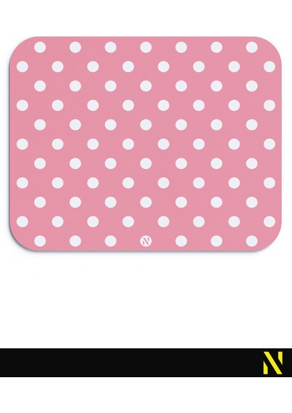 Pembe Beyaz Puantiye Desenli Ergonomik Mouse Pad - 23 cm x 19 cm - Kaydırmaz Taban Ev ve Ofis Kullanımı Için Ideal Fare Altlığı Mousepad