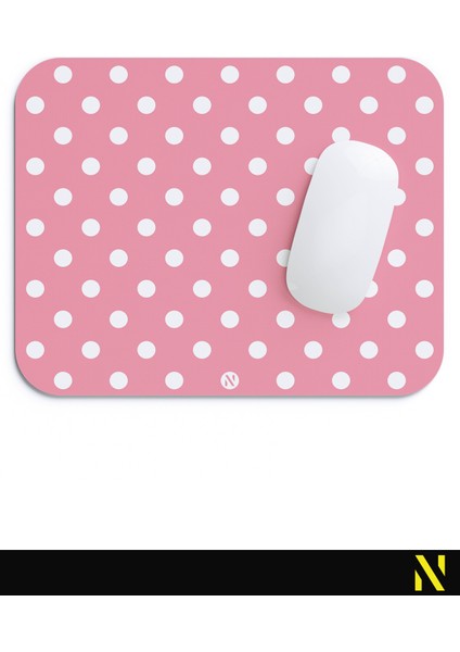 Pembe Beyaz Puantiye Desenli Ergonomik Mouse Pad - 23 cm x 19 cm - Kaydırmaz Taban Ev ve Ofis Kullanımı Için Ideal Fare Altlığı Mousepad fırsatları