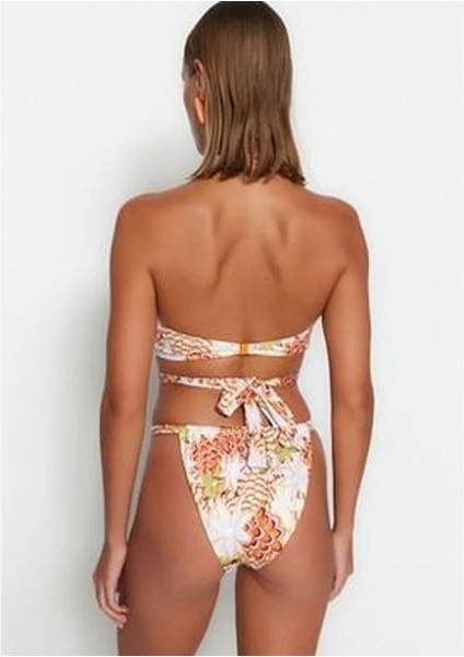 Shopeonly Çiçek Desenli Straplez Bikini Takımı