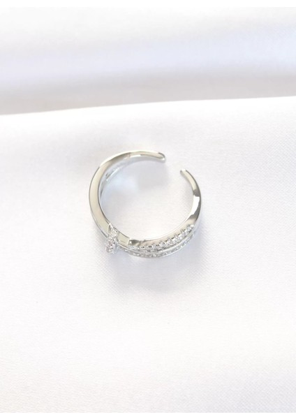 Kıvrım Model Silver Renk Zirkon Taşlı Ayarlanabilir Yüzük fiyatları