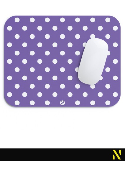 Mor Beyaz Puantiye Desenli Ergonomik Mouse Pad - 23 cm x 19 cm - Kaydırmaz Taban Ev ve Ofis Kullanımı Için Ideal Fare Altlığı Mousepad fırsatları