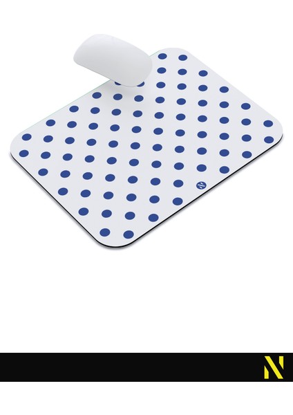 Beyaz Mavi Puantiye Desenli Ergonomik Mouse Pad - 23 cm x 19 cm - Kaydırmaz Taban Ev ve Ofis Kullanımı Için Ideal Fare Altlığı Mousepad indirimleri