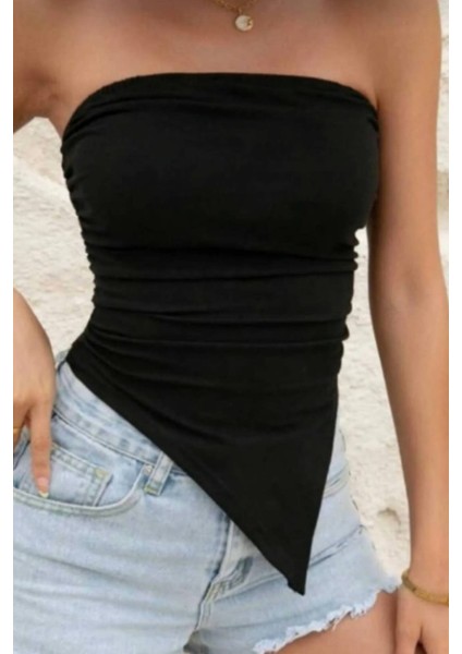 Asimetrik Bluz Straplez Bluz Basic Bluz Şık Bluz
