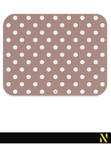 Kahverengi Beyaz Puantiye Desenli Ergonomik Mouse Pad - 23 cm x 19 cm - Kaydırmaz Taban Ev ve Ofis Kullanımı Için Ideal Fare Altlığı Mousepad