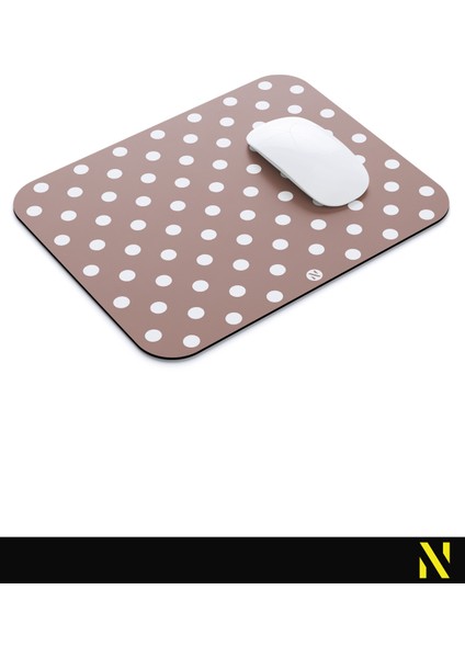 Kahverengi Beyaz Puantiye Desenli Ergonomik Mouse Pad - 23 cm x 19 cm - Kaydırmaz Taban Ev ve Ofis Kullanımı Için Ideal Fare Altlığı Mousepad modelleri