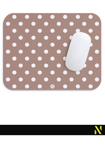 Kahverengi Beyaz Puantiye Desenli Ergonomik Mouse Pad - 23 cm x 19 cm - Kaydırmaz Taban Ev ve Ofis Kullanımı Için Ideal Fare Altlığı Mousepad fırsatları