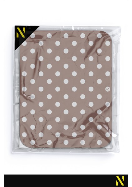 Kahverengi Beyaz Puantiye Desenli Ergonomik Mouse Pad - 23 cm x 19 cm - Kaydırmaz Taban Ev ve Ofis Kullanımı Için Ideal Fare Altlığı Mousepad