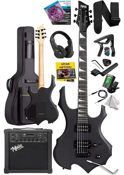 FORCE-AMP25 Üst Seviye 25 Watt Amfili Elektro Gitar H-H Profesyonel Full Set Aksesuarlı fiyatları