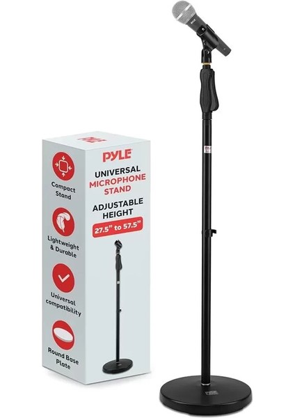 Pyle Evrensel Mikrofon Standı - M-6 Mikrofon Montaj Tutacağı ve Yüksekliği 27,5 "ıla 57" Inç