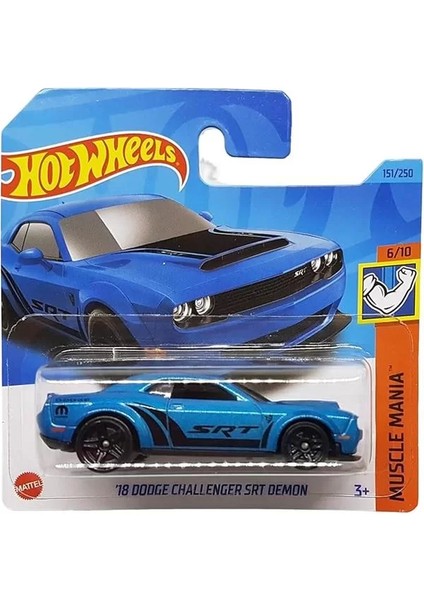 Hot Wheels - ´18 Dodge Challenger Srt Demon - Muscle Mania 6/10 - HKJ54 - Short Card - Mopar - Mavi