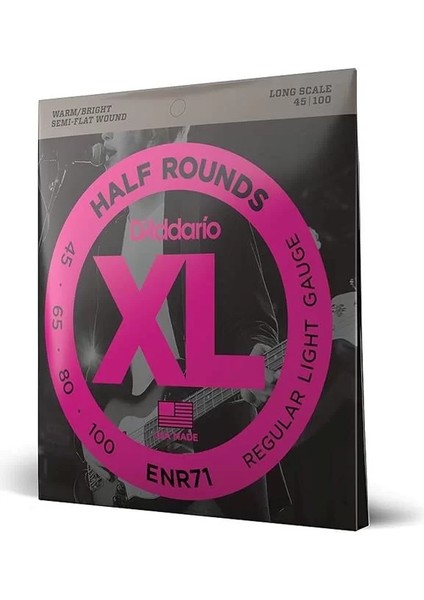 D'addario ENR71 Bas Gi̇tar Tel Seti̇, Half Round Bass, Regular Light