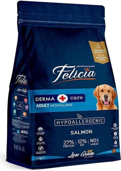 Düşük Tahıllı Hipoalerjenik Somonlu Orta ve Büyük Irk Yetişkin Köpek Maması 3kg