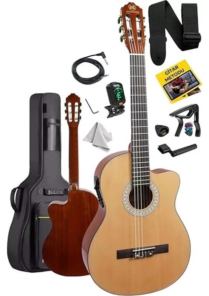 X47 Profesyonel Masif Ağaç Ekolayzerli Elektro Klasik Gitar Seti 4/4 Üst Segment fiyatları