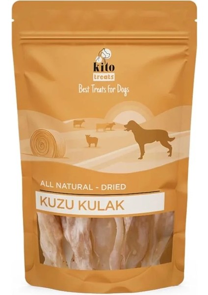 Kurutulmuş Kuzu Kulak Çiğnemelik Köpek Ödül Maması %100 Doğal, Glutensiz, Organik 100 gr
