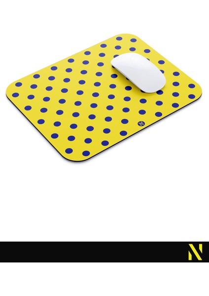 Sarı Lacivert Puantiye Desenli Ergonomik Mouse Pad - 23 cm x 19 cm - Kaydırmaz Taban Ev ve Ofis Kullanımı Için Ideal Fare Altlığı Mousepad modelleri